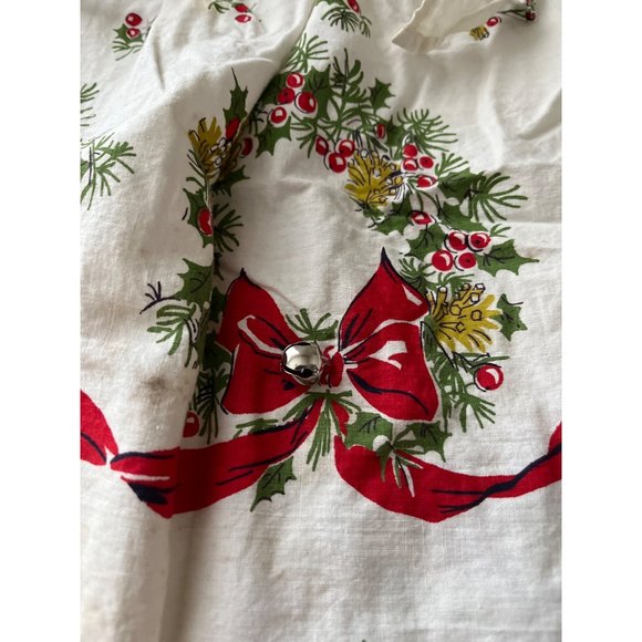White red holiday apron with bells - Picture 2 of 5